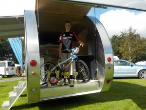 BMX bike fits nicely in the commercial tourer. Tailgate.