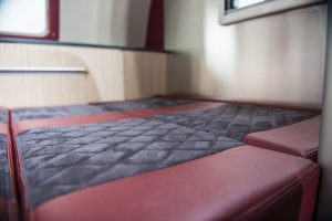 Double bed converts from dining area